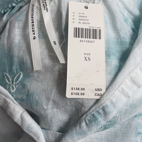 Anthropologie Blue Tie Dye Embroidered Top sz XS - Picture 8 of 10